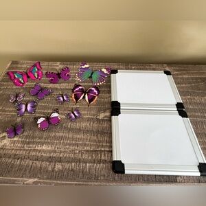 Butterfly Magnets and 2 magnetic dry erase boards
